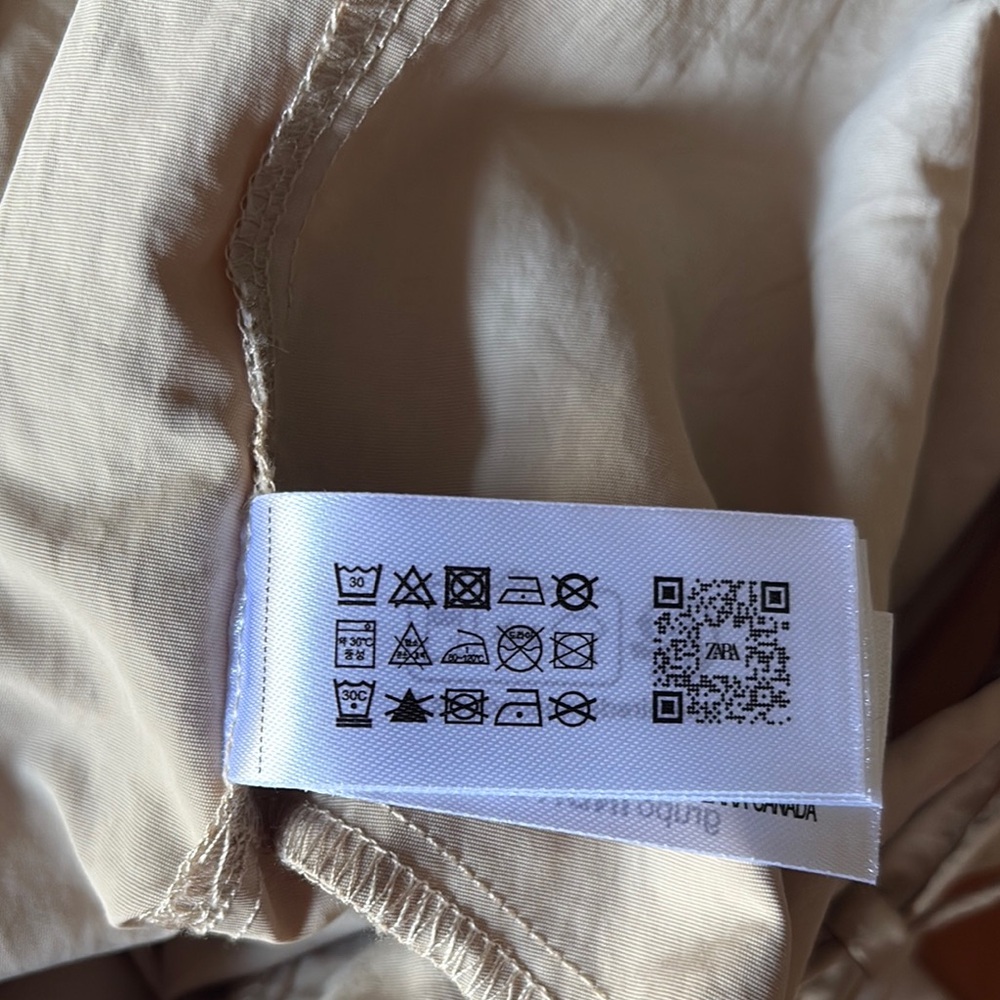 Zara Beige Cargo Parachute Pants with Drawstring Waist Sz M - Picture 8 of 12